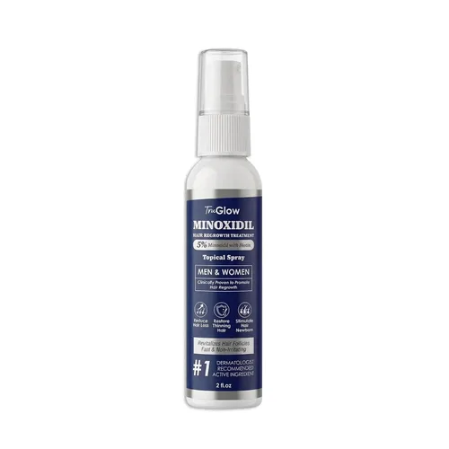 Miniatura 2 de TruGlow - Spray de tratamiento de crecimiento del cabello de minoxidil al 5% para hombres y mujeres con cabello delgado, solución tópica