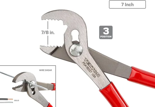 Miniatura 5 de TEKTON Juego de alicates deslizantes de punta angular, 3 piezas (5, 7, 10 pulgadas) PGA16103 Fabricado en Estados Unidos