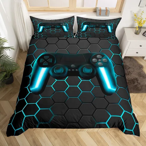 Miniatura 14 de Erosebridal Juego de ropa de cama para niños de construcción tamaño individual para niños, cubierta de edredón para camiones excavadoras, juego