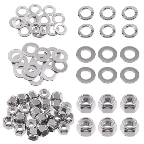 Miniatura 17 de Swpeet Kit de surtido de 150 piezas de tuercas hexagonales de bloqueo de acero inoxidable SAE 304 de 1/4"-20 y arandelas planas de 1/4