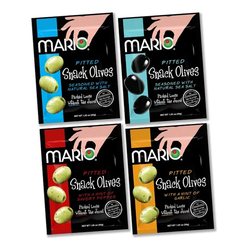Miniatura 12 de Mario Camacho Alimentos Aceitunas sin hueso, aceituna Kalamata con un toque de tomillo, 1,05 oz (paquete de 12 unidades)
