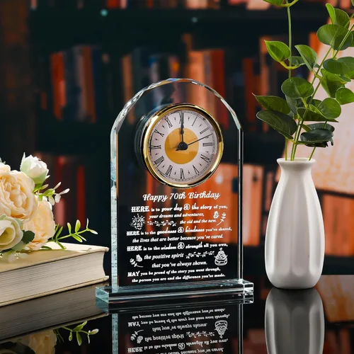 Miniatura 4 de Movdyka Regalos de 70 cumpleaños para mujeres y hombres – Reloj de cristal personalizado 1956 70 años de edad regalo para ella él – Ideas de regalos