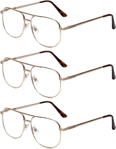 Miniatura 8 de Calabria 1106 - Lentes de lectura de metal con bloqueo de luz azul o lente transparente, para hombres y mujeres, diseño elegante, lectores