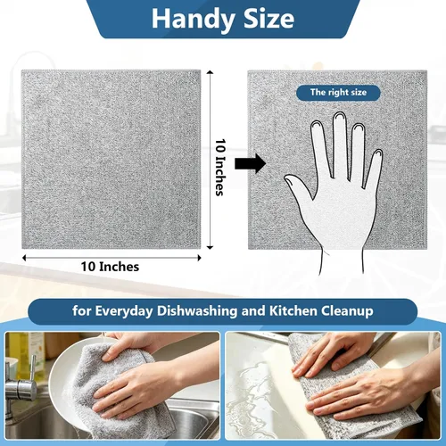 Miniatura 2 de Paños de Tela de Cocina para Platos (Paquete de 12), Paños de Cocina Premium, Paño de Limpieza de Microfibra Súper Absorbente, Antiadherente al Gris