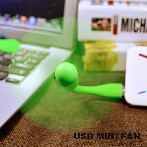 Miniatura 2 de Sokelinn-six Ventilador flexible USB, mini ventiladores de refrigeración portátiles alimentados por USB para banco de energía, portátil, PC, Verde