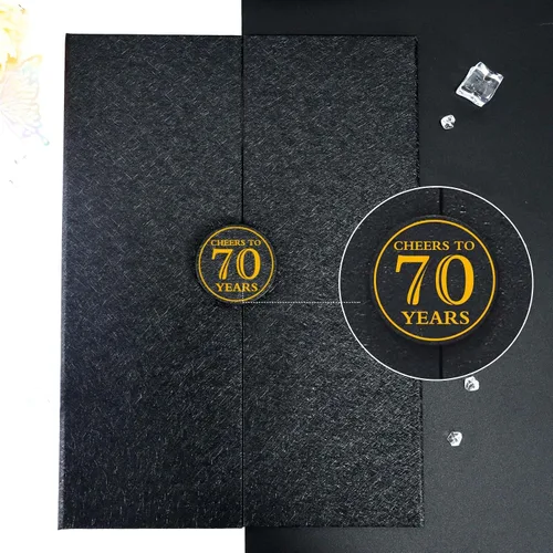 Miniatura 3 de Roetyce Decoraciones de cumpleaños de 70 años, libro de invitados de feliz cumpleaños 70 de oro negro, regalos de cumpleaños 70 para mujeres