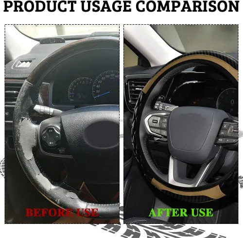 Miniatura 4 de Funda para volante de automóvil, funda protectora de cuero elástico de 15 pulgadas, funda antideslizante y cómoda para manillar, accesorios