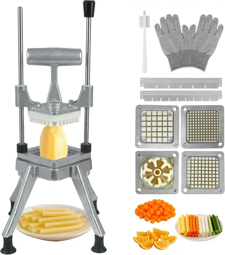 Miniatura 8 de Picador comercial de verduras, cortador de frutas profesional resistente con hoja de repuesto de 1/4 pulgadas, cortador de papas fritas de acero