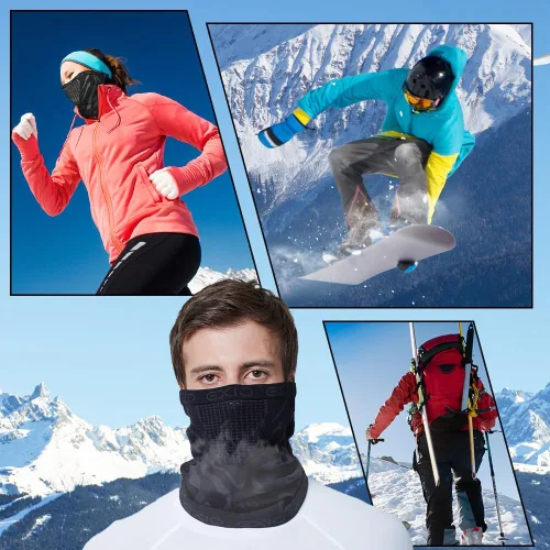 Miniatura 5 de EXIO Calentador de Cuello de Invierno Polaina/Pasamontañas (Paquete de 1 o Paquete de 2) - Máscara facial resistente al viento para esquí, snowboard