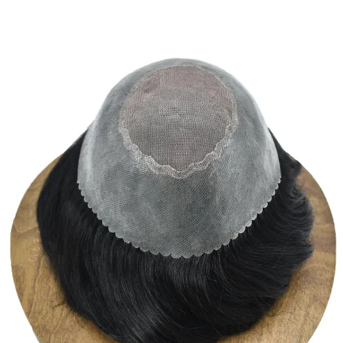 Miniatura 3 de Toupee - Pieza de cabello humano real para hombre, sistema de unidades de cabello ondulado mono, línea capilar natural, extensiones invisibles