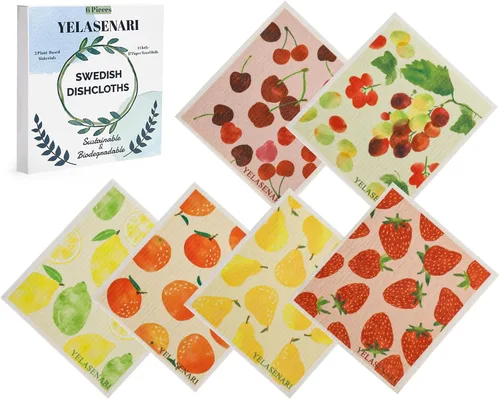 Miniatura 11 de Paños de cocina suecos reutilizables, paquete de 6, paños de cocina sin olor, paños de papel reutilizables de secado rápido, paños de papel