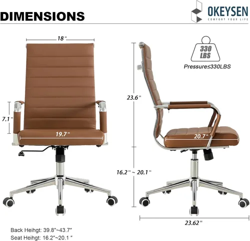 Miniatura 3 de Silla de escritorio de oficina Okeysen, sillas de cuero modernas y ergonómicas para sala de conferencias, silla giratoria ajustable en altura