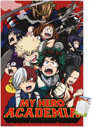 My Hero Academia - Póster de pared Key Art 2, 22.37 x 34.00 pulgadas, paquete de póster y montaje