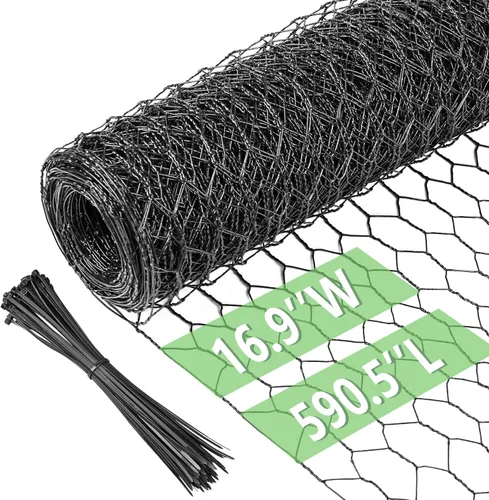 Miniatura 31 de Alambre de pollo de 13.7 pulgadas x 393.7 pulgadas, malla galvanizada hexagonal para jardín, valla de jardín para mascotas, conejos, pollos con 100