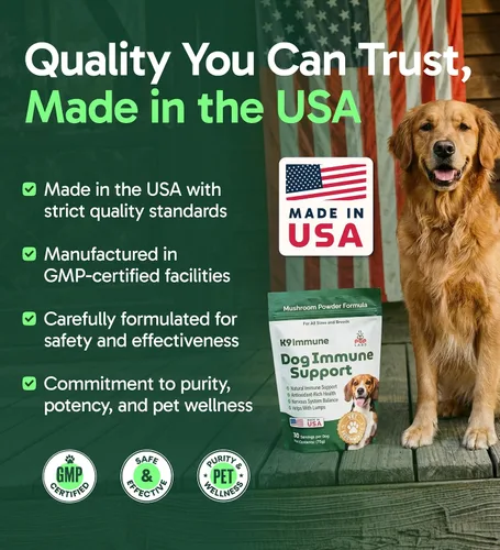 Miniatura 6 de K9 Immune, Polvo de Hongos 100% Natural para Perros para Inmunidad, Digestión, Articulaciones y Energía, Rico en Antioxidantes y Fabricado