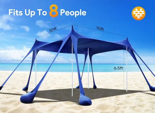 Miniatura 2 de Osoeri Beach Tent, Camping Sun Shelter UPF50+ with 8 Sandbags, Sand Shovels, Ground Pegs & Stability Poles, Outdoor Shade Beach Canopy for Camping