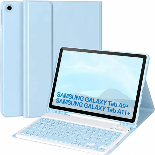 Funda de teclado para Samsung Galaxy Tab A9+/Plus de 11 pulgadas 2023 (SM-X210/X216/X218), funda con teclado para Samsung Tab A9+ con soporte para S