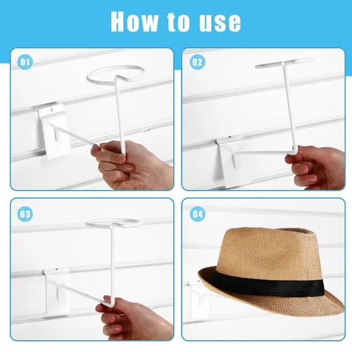 Miniatura 5 de Kigley 6 piezas de soporte de pared para sombreros, estante de metal para casco, estante de exhibición de tienda minorista, accesorios de pared
