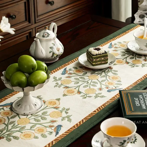 Miniatura 7 de patdrea Camino de mesa de terciopelo francés estilo granja para decoración del hogar, cocina, comedor, fiestas, cenas familiares, boda 12"*63
