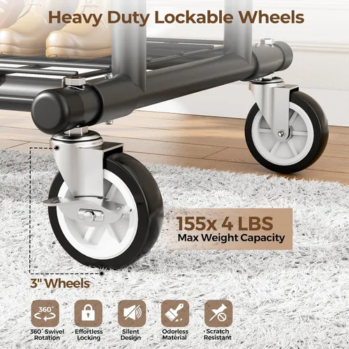 Miniatura 4 de HYSEYY Perchero de ropa resistente, perchero con estantes de carga de 620 libras, perchero de doble barra para colgar ropa, perchero portátil