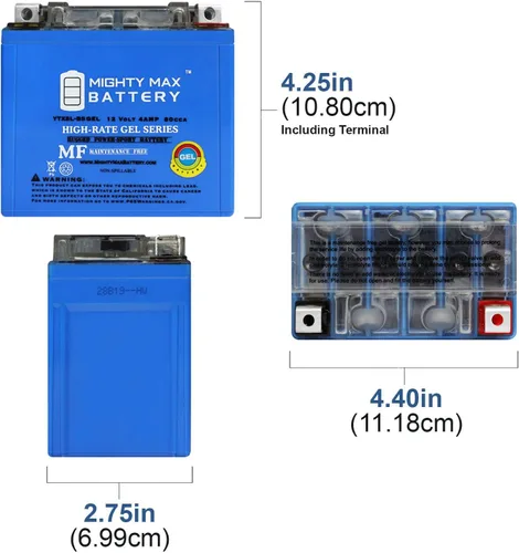 Miniatura 2 de Mighty Max Battery YTX5L-BS - Batería de gel para E-Ton DXL90 Sierra Viper 70 ATV