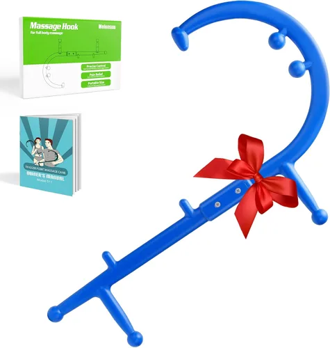 Miniatura 9 de Bastón de masaje de punto gatillo para alivio de espalda, cuello y hombros, gancho de masaje muscular de tejido profundo para nudos y tensión, Negro