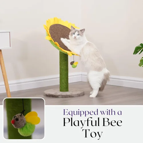 Miniatura 8 de Catry - Rascador reemplazable de 23" 2-en-1 para gatos con almohadilla de rascado convertible en forma de girasol o percha, montaje rápido