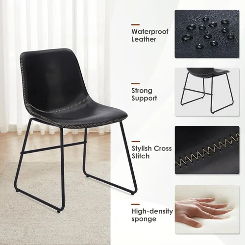 Miniatura 3 de Soohow Juego de 4 sillas de comedor modernas de mediados de siglo, sillas de cocina tapizadas de piel sintética con patas de metal, cómodas sillas