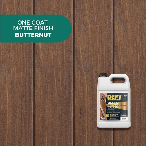 Miniatura 2 de DEFY Tinte y sellador de madera ultra semitransparente para exteriores en uno – Butternut, 1 galón, tinte de cubierta y sellador Color rico