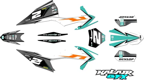 Miniatura 7 de Kit de gráficos para KTM Motocross 4-Stroke 250 SX-F, 350 SX-F y 450 SX-F años 2019, 2020, 2021 y 2022 Razor Series Azul-Verde 16 Mil – Adhesivos