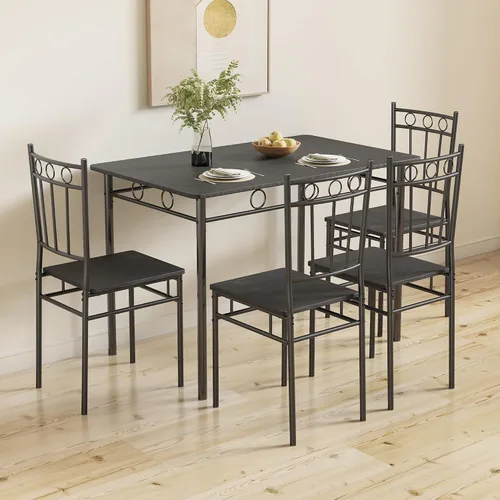 Miniatura 9 de Juego de mesa de comedor para 4, mesa de cocina y sillas de 5 piezas, juego de mesa de comedor rectangular con 4 sillas, juego de mesa de cocina que