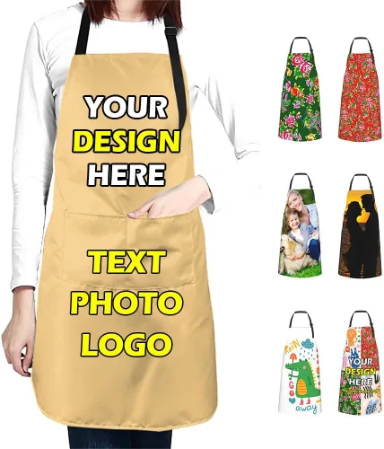 Miniatura 30 de Delantales impermeables personalizados para diseñar tu propia imagen, logotipo, texto, añadir fotos, delantal para cocinar hornear, 33 x 27.5