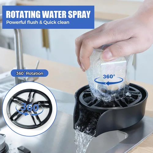 Miniatura 3 de Enjuague de vidrio para fregadero de cocina, enjuague de vidrio giratorio de 360 grados de alta presión con pistola rociadora extraíble, accesorio