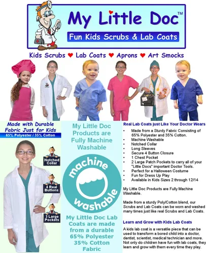 Miniatura 3 de Abrigo de laboratorio personalizado para niños, incluye nombre bordado