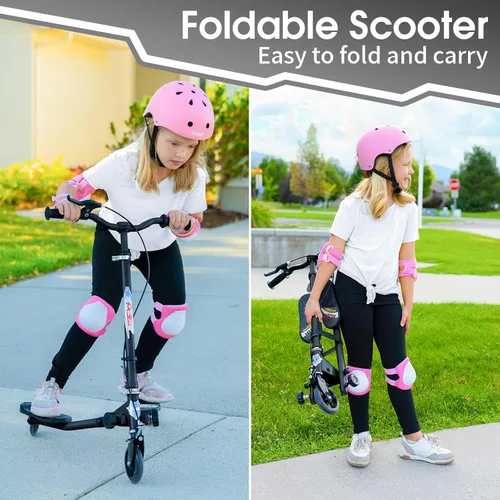 Miniatura 5 de Swing Scooter for Kids, 3 Wheels Foldable Wiggle Kick Scooter Push Drifting with 4 Adjustable Handlebar & 2 Rear LED Wheel for Boys and Girls Ages