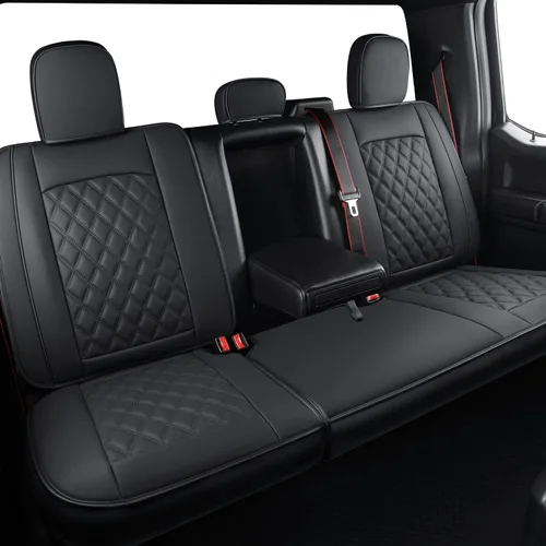 Miniatura 9 de LUCKYMAN CLUB Fundas de asiento de piel sintética F150 para camionetas 2010-2014 F150 2011-2016 F250 F350 F450 (par delantero, negro)