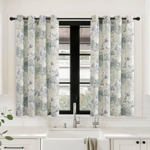 Miniatura 24 de MYSKY HOME - Cortinas plisadas con estampado floral para sala de estar/comedor, cortinas plisadas para proteger la privacidad, 84 pulgadas de largo