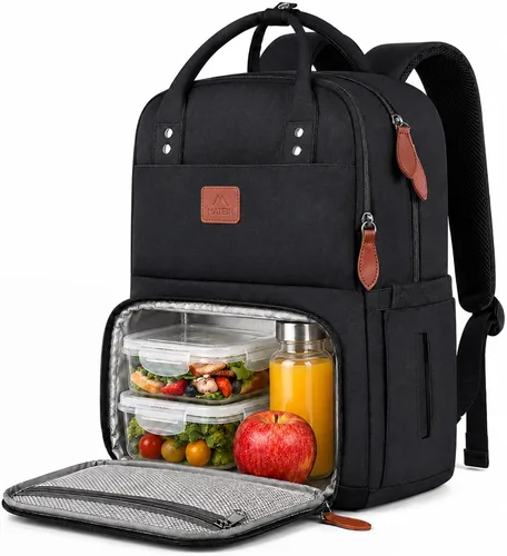 Miniatura 9 de MATEIN - Mochila para mujer con fiambrera, mochila de 17 pulgadas con compartimento refrigerado para contenedores de almuerzo, mochila grande
