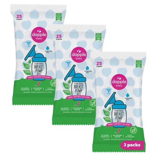 Dapple Toallitas extractoras de leche para bebés, alimentadas por plantas, hipoalergénicas, eliminan los residuos de leche, sin enjuague, sin