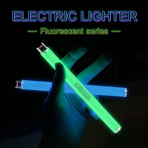 Miniatura 2 de SUPRUS Encendedor fluorescente que brilla en la oscuridad, encendedor USB, recargable, resistente al viento, tamaño de bolsillo para velas, cocinas