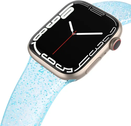 EDIMENS Correa deportiva compatible con correas de Apple Watch de 1.61, 1.49, 1.57 y 1.57 pulgadas, correa de repuesto pequeña de silicona brillante