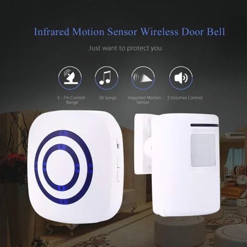 Miniatura 8 de Timbre de puerta con sensor de movimiento para negocios, kit de timbre para exteriores, alerta de entrada inalámbrica: Timbre de sensor