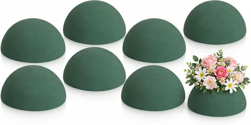 Shihanee 8 unidades, media bola, diseño floral, de espuma seca, color verde, redondas, bolas secas, grandes para manualidades de ramos de plantas