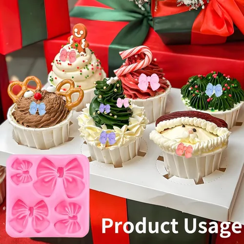 Miniatura 5 de 4 moldes de silicona para arcos para pasteles, cupcakes, chocolate, dulces, manualidades de azúcar y manualidades de resina, juego de moldes de lazo
