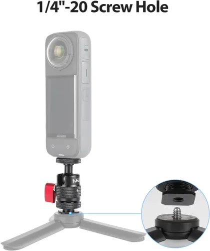 Miniatura 3 de HSU Adaptador de montaje de zapata fría, aluminio de 1/4 "-20 agujero de tornillo de rotación de 360 ° para cámara Insta360