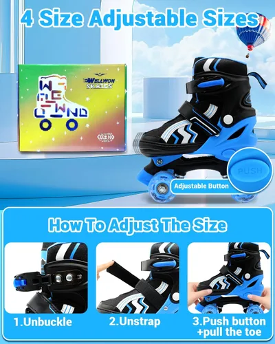 Miniatura 3 de Patines de Ruedas para Niños, 4 Patines de Ruedas Ajustables con Ruedas Iluminadas, Patines de Ruedas para Niñas y Niños, Niños Principiantes