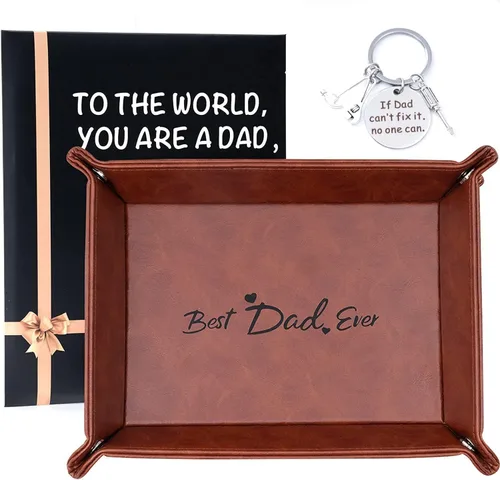 Regalos de cumpleaños para papá de hija hijo, regalos del día de San Valentín de hija e hijo, el mejor regalo para papá para papá, bandeja de piel