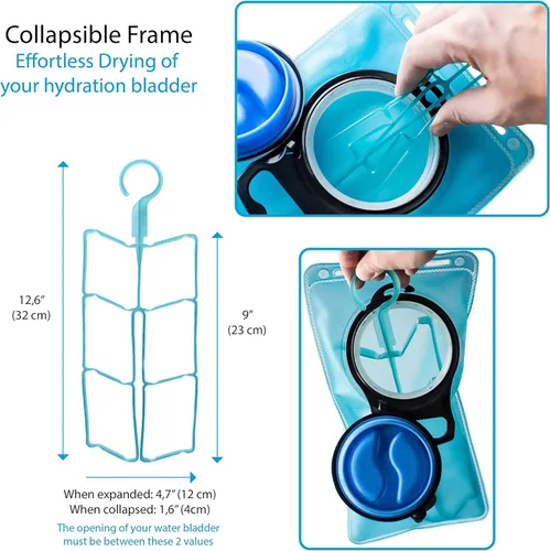 Miniatura 3 de InnerFit Kit de limpieza de vejiga de hidratación - Kit de limpieza de vejiga de agua 5 en 1 para vejigas universales - 3 cepillos - 1 marco