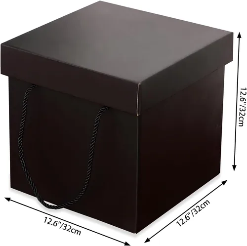 Miniatura 2 de Caja de regalo extragrande con tapas y asa, caja de regalo plegable negra de 12.6 pulgadas para cumpleaños, fiestas, duchas, día de San Valentín