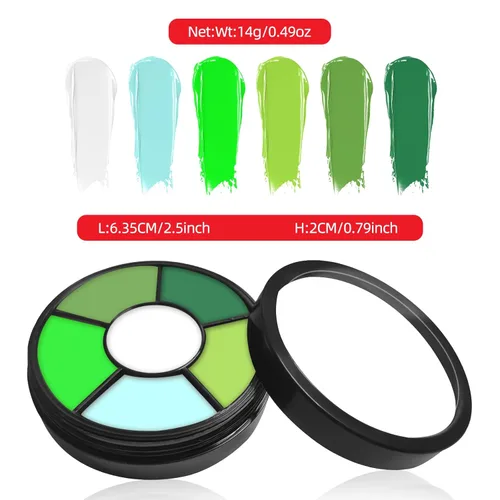 Miniatura 2 de Go Ho Pintura facial verde de 6 colores, crema lavable, fórmula facial para Halloween, cosplay, paleta de maquillaje FX, disfraces profesionales